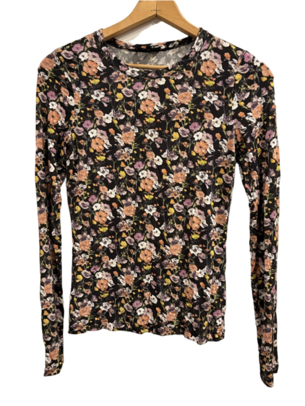 Rag & Bone Sabeen Floral Print Long Sleeve Top Small Semi Sheer